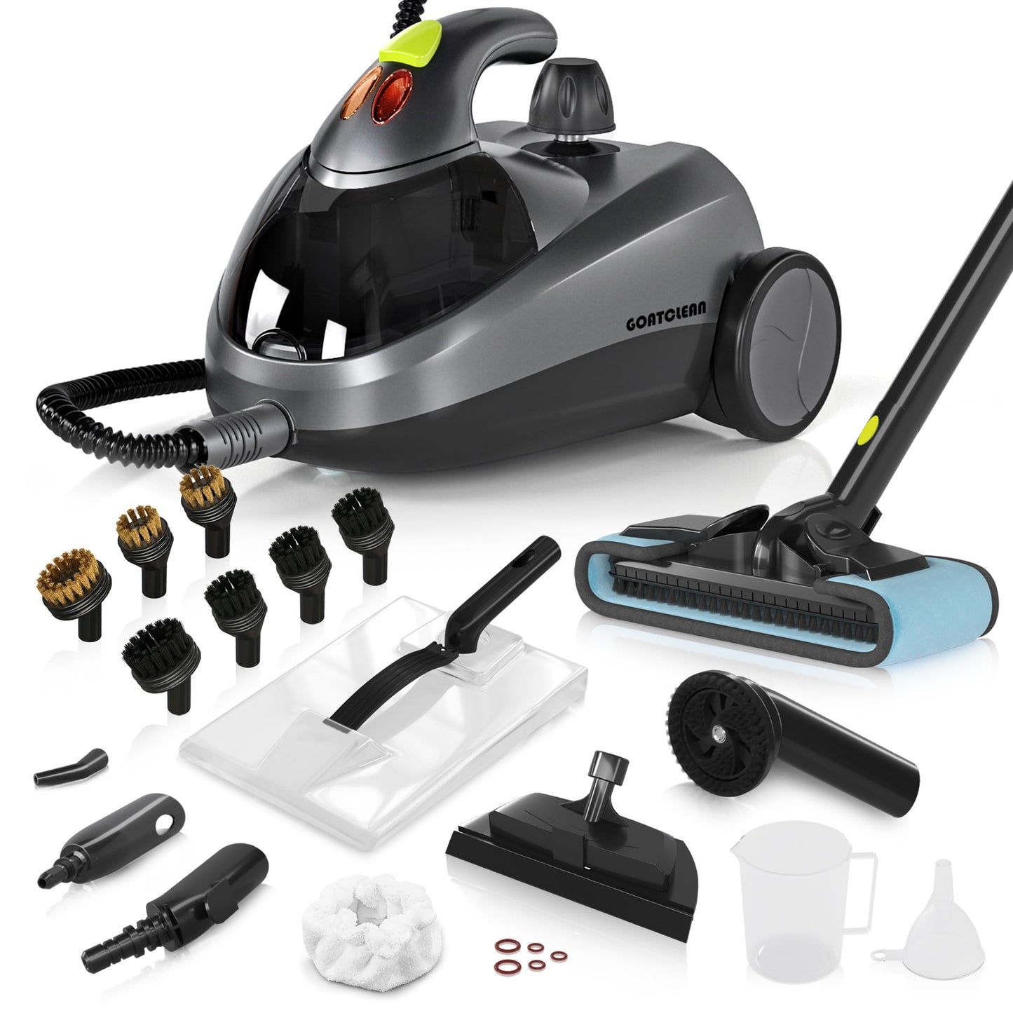 GOATCLEAN Heavy-Duty Steam Cleaner - 1500W Multipurpose Handheld Floor Steamer with 22 Accessories 16ft Cord for Home, Car Detailing, Tile, Grout, Wallpaper, Upholstery, Window, Deep Cleaning