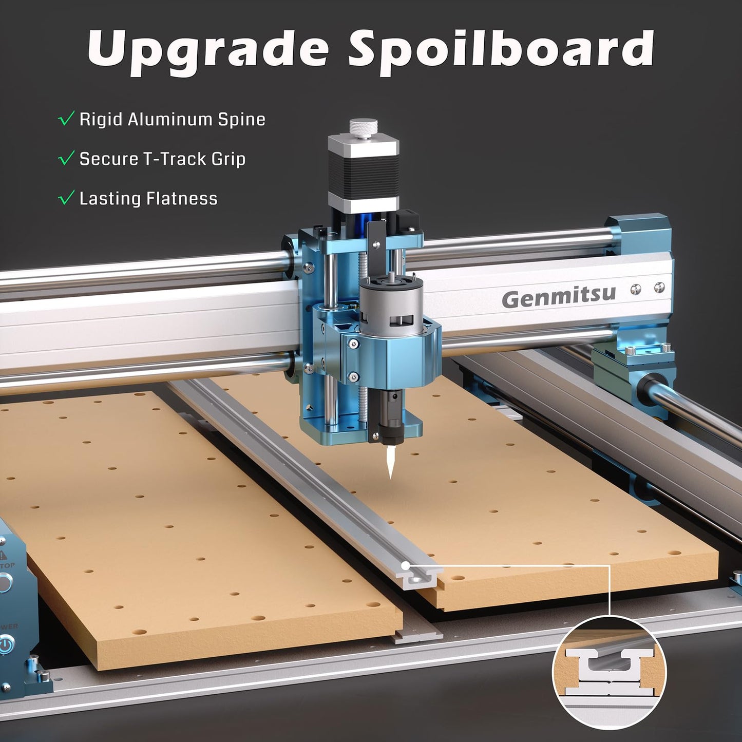 Genmitsu CNC Router Machine 4040-PRO + X-axis Extension to 6040 Kit + Threaded Inserts 2040 MDF Spoilboard