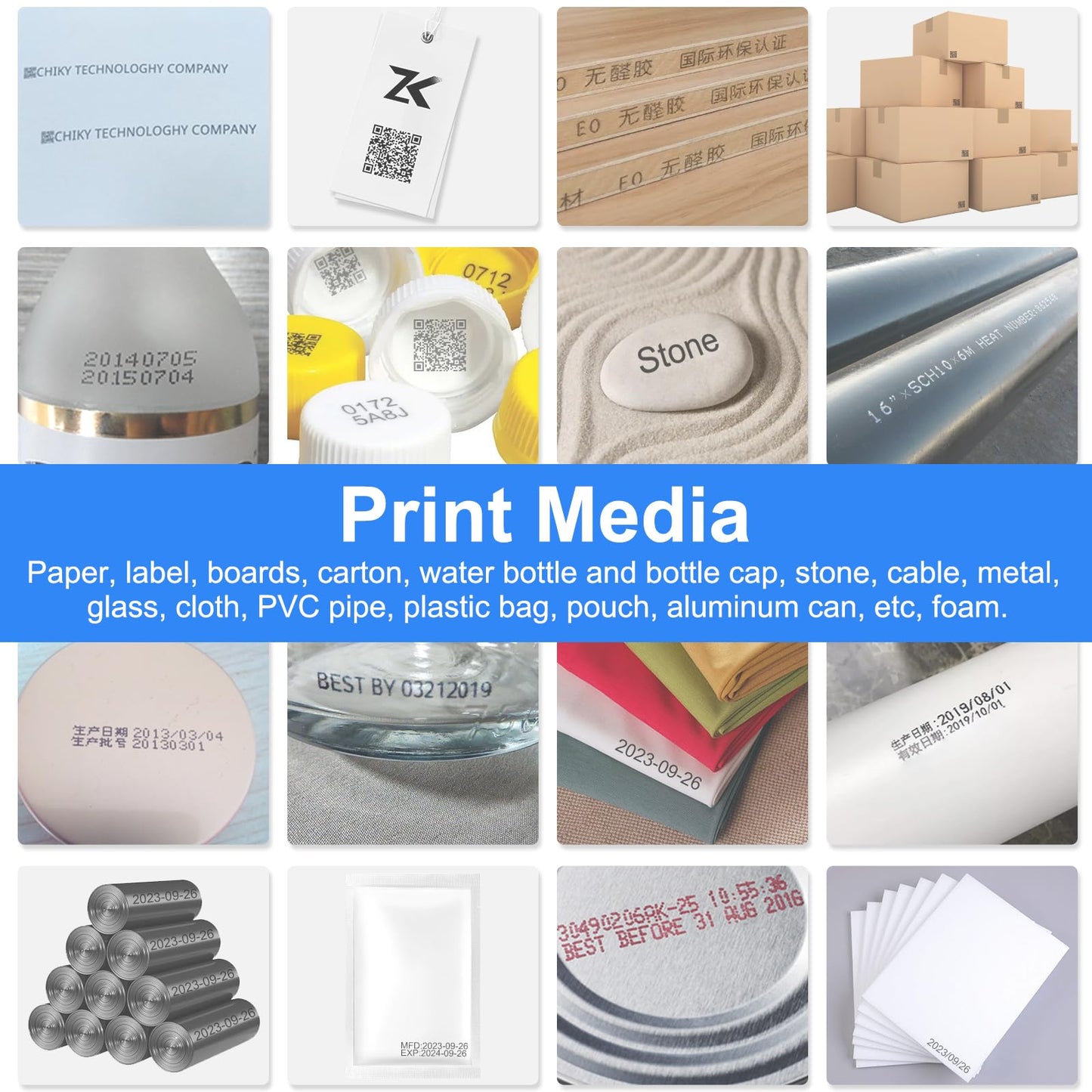 CHIKYTECH Upgraded Mini Inkjet Printer for All Materials, Portable Printing Machine for Date Time Barcode Logo Qrcode Batch Number Image Icons (Mini Inkjet Printer)