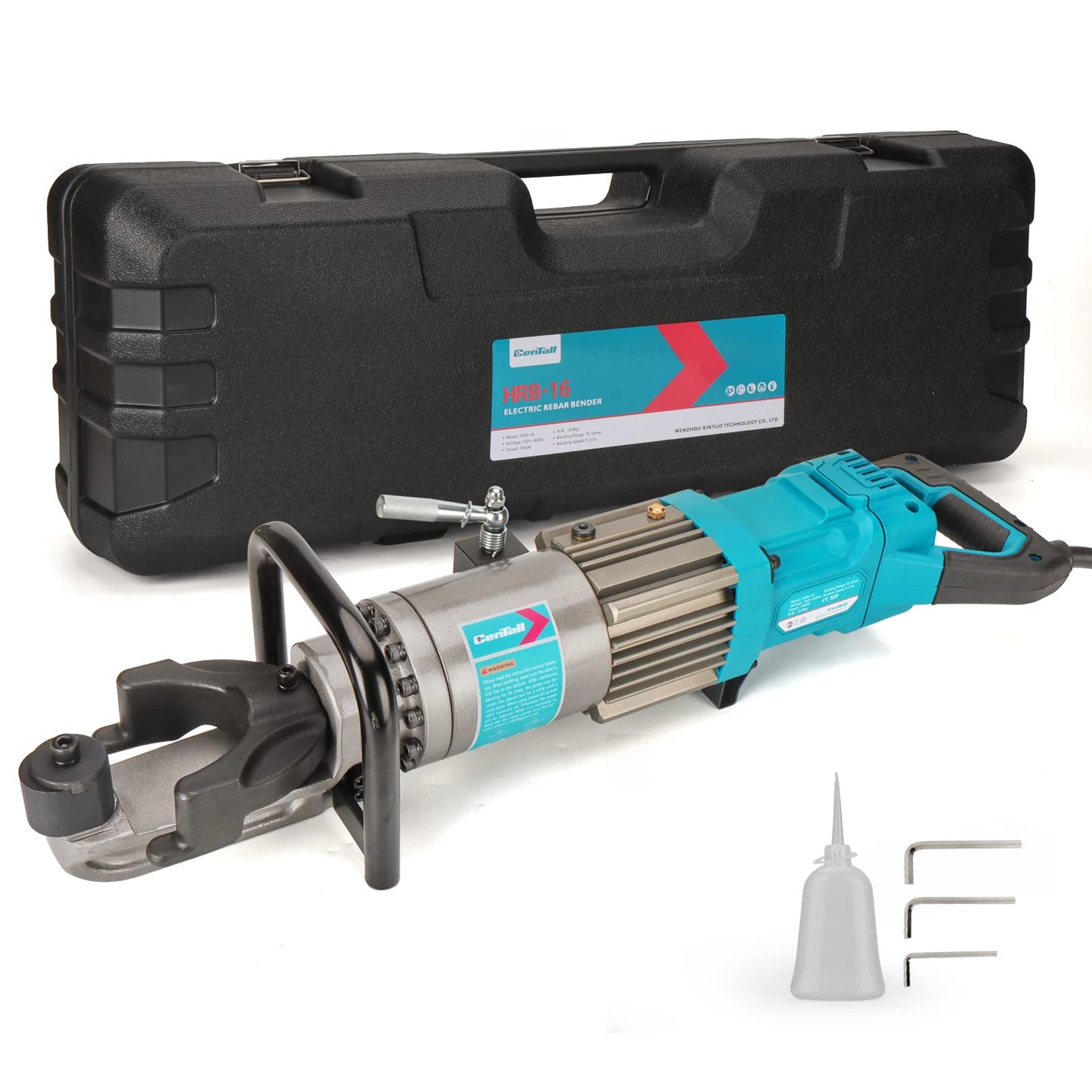 CENTALL 5/8 Inch Electric Hydraulic Rebar Bender 1100W Portable Hydraulic Rebar Bending Machine Max 16mm Rebar within 2-2.5s Easy Bending Rebar Steel Bar HRB-16 (Blue)