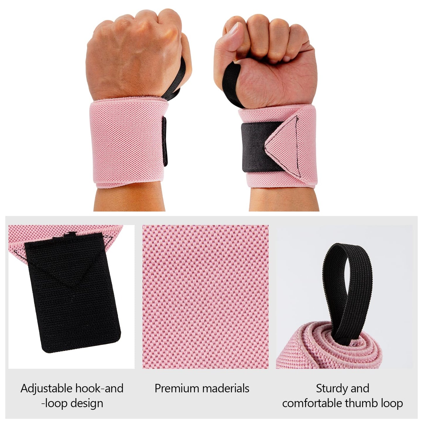 Wrist Straps for Weightlifting, 2 Pair Gym Pink Lifting Straps with Neoprene Padded Wrist Cushion, Weight Lifting Straps for Women Men, Deadlifts, Bodybuilding and Strength Training
