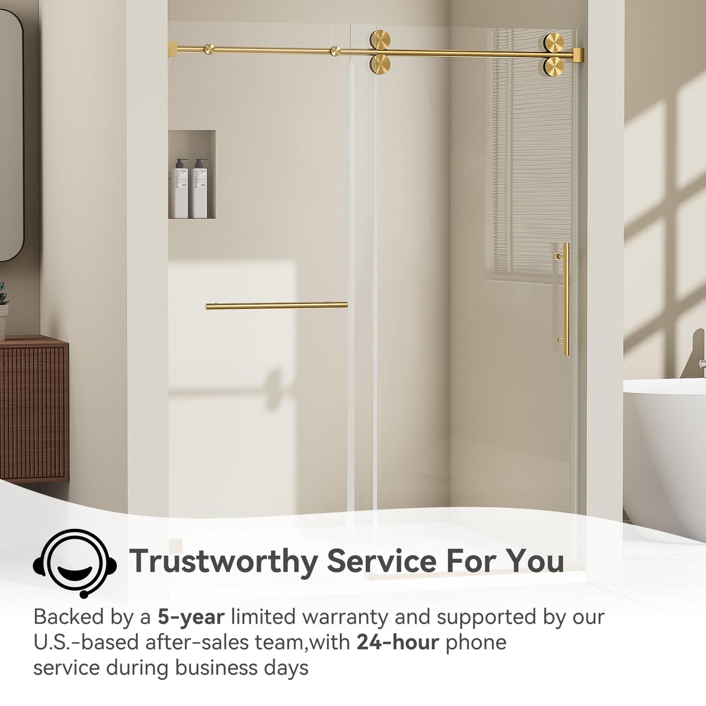 Frameless Single Sliding Shower Door 57"-61"x79", 3/8" Tempered Glass with Easy-Clean Coating, Adjustable Width for Walk-in Shower, Includes Towel Bar & Stainless Steel Hardware