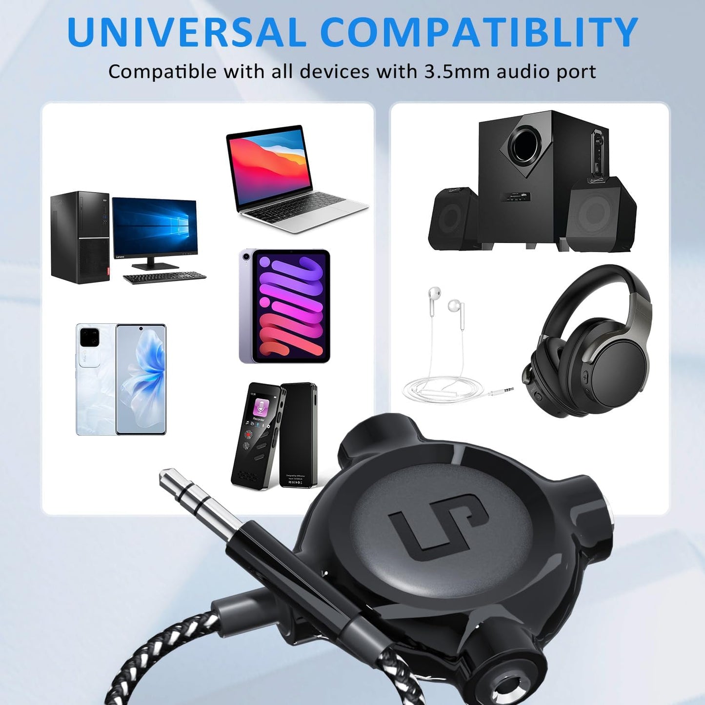 LP 3.5mm 3 iPhone(6), MP3 Headphone Splitter, Nylon-Braided Audio Stereo Splitter, Male to Female Ports for MacBook