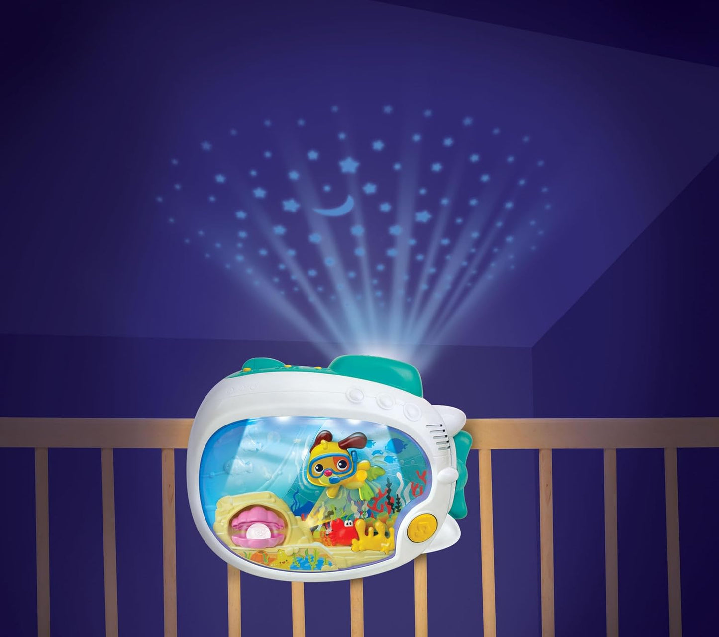 Winfun 3-in-1 Soothing Seas Nightlight - Music Box Projector with Calming Lullabies for Babies | Attachable to Crib or Tabletop