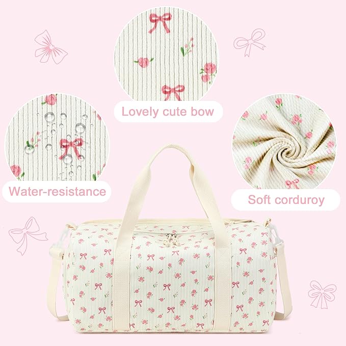 Duffle Bag for Gym Sports Women Girls Workout Travel Bag Weekender with Shoe Compartment and Wet Pocket