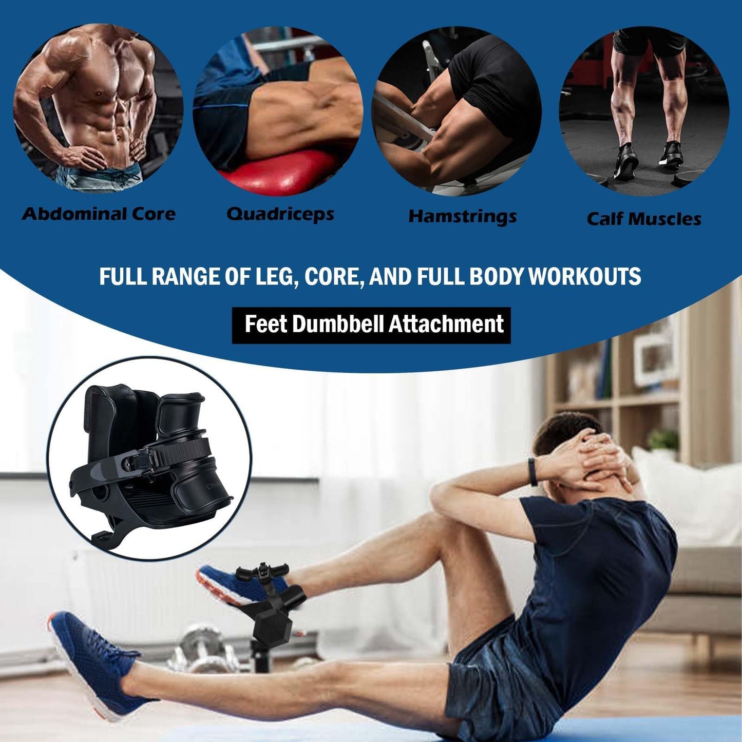 Foot Dumbbell Attachment, Dumbbell Weights for Legs Holder, Weight Training for Legs, Adjustable│1-120 lbs, Leg&Core&All Around Workout, Left/Right Foot