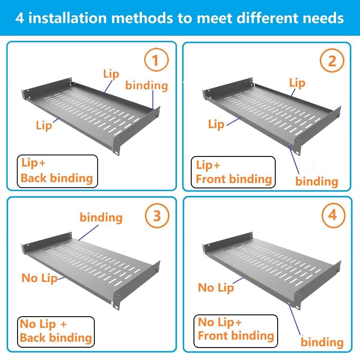 JINGCHENGMEI 1U 10"(254mm) 19-Inch Cabinet(1U10V) Disassembled Vented Cantilever Server Rack Mount Shelf Depth