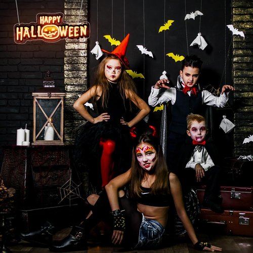 Happy Halloween Neon Sign - Dimmable Black & Orange LED Light for Spooky Party Decor
