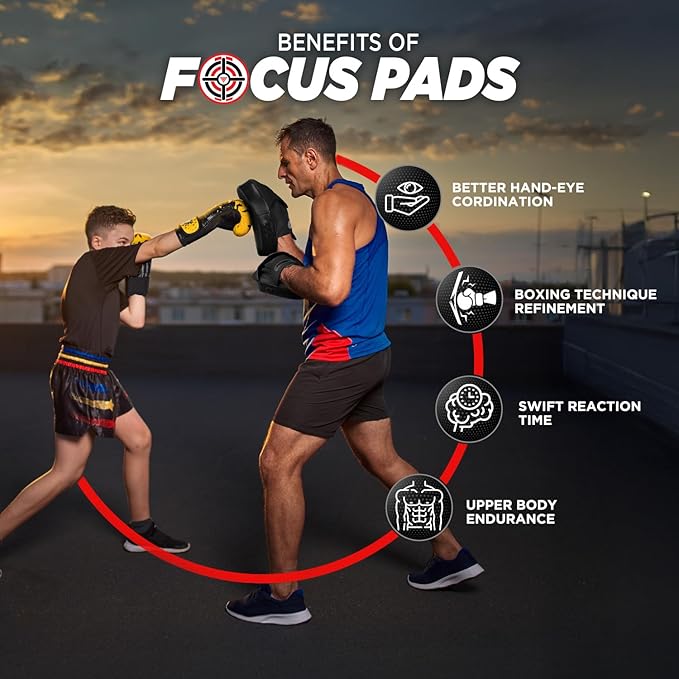 WYOX Curved Focus Mitts for Boxing & MMA | Durable PU Leather Punching Pads with Adjustable Strap | Ideal for Muay Thai, Kickboxing, Martial Arts Training – Hand Target Strike Shield for Men & Women