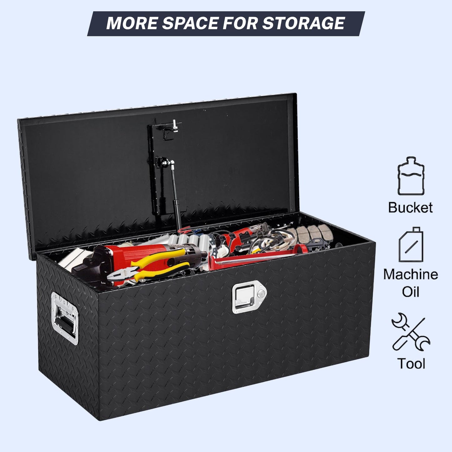 Patikuin Truck Bed Tool Box,Heavy Duty Aluminum, Waterproof & Lockable Storage for Pickup Beds, RVs & Trailers, Secure Organizer with Side Handles, Gas Strut Lid, Bed-Mounted