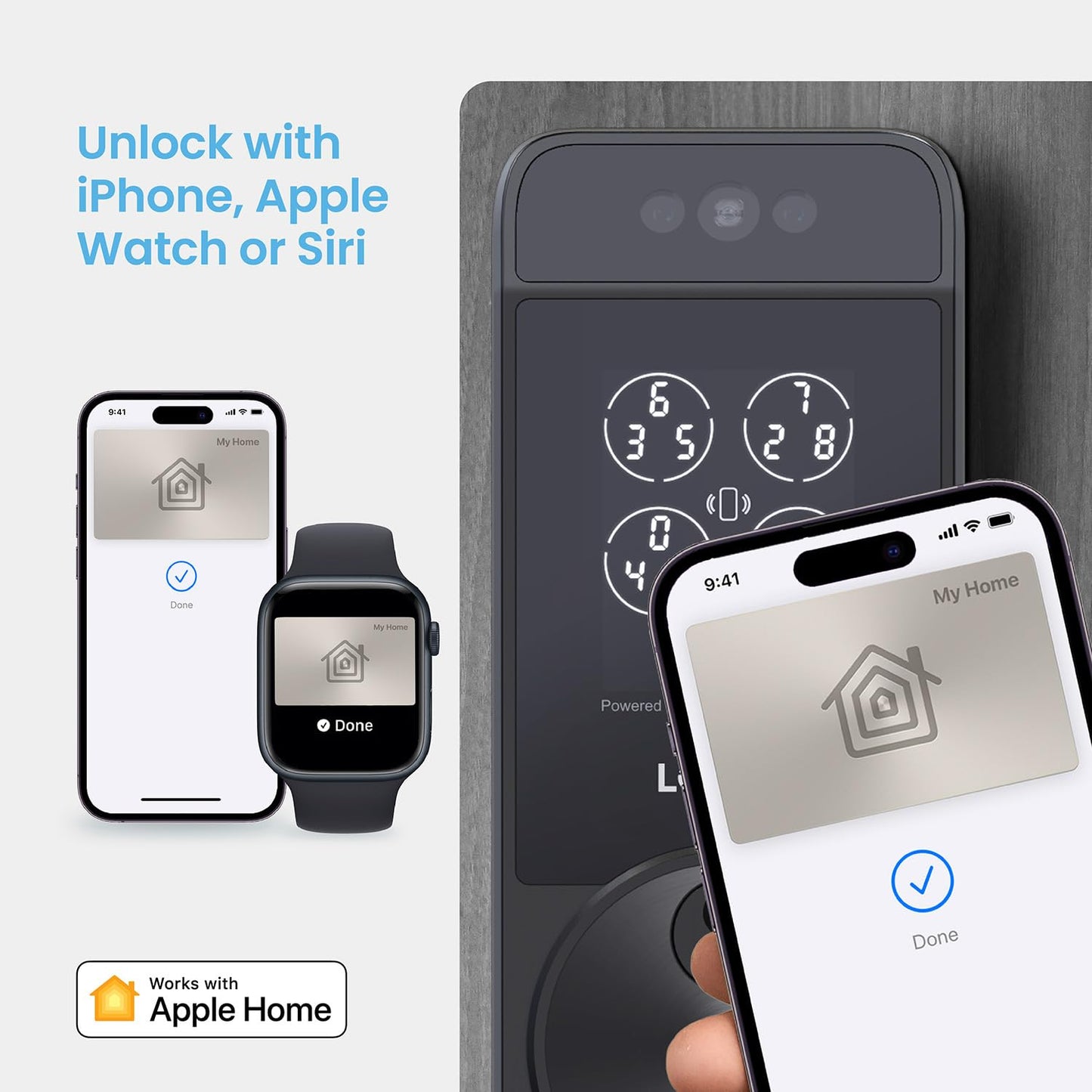 Lockly Visage Zeno Series Smart Lock, Facial Recognition & Fingerprint Keyless Entry Door Lock, Built-in Wi-Fi Deadbolt with Apple Home Key, PIN Genie Keypad, App Remote Control (Matte Black)