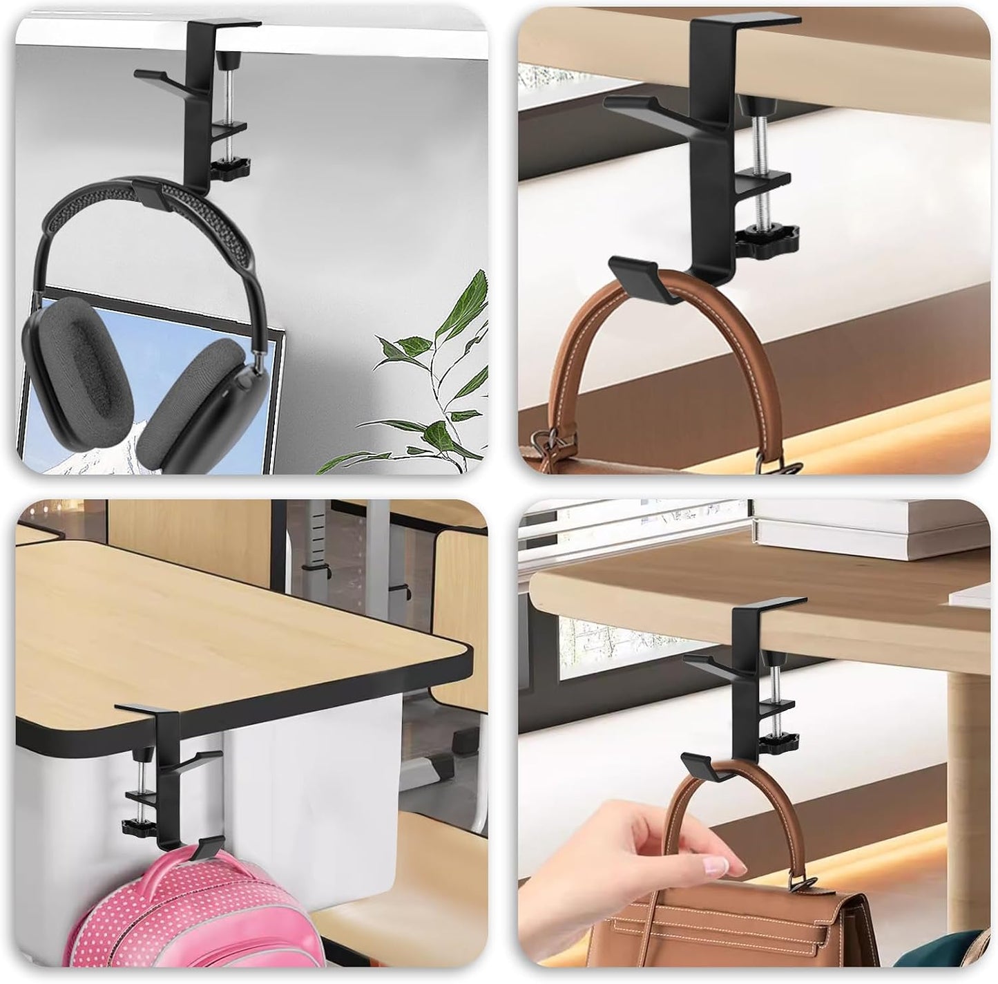 Jeffdad Metal Headphone Hook, Headphone Hanger with Double Hooks, Universal Aluminum Alloy Gaming Headphone Stand Under