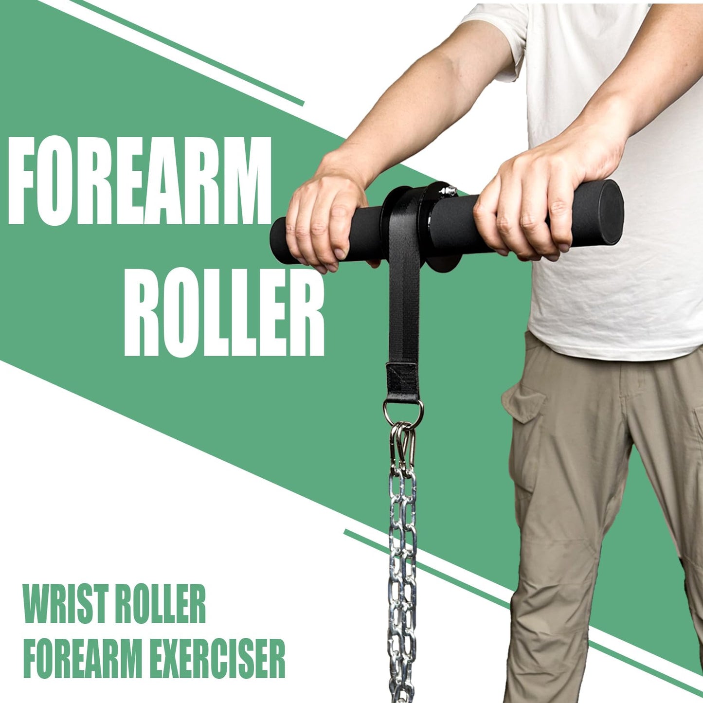 KORIKAHM Forearm Strengthener Roller, Dia: 2.2" Forearm Workout Equipment with Thick Handle, Wrist Roller, Forearm Blaster for Wrist and Arm Grip Strength Trainer (Fat Wrist Roller)