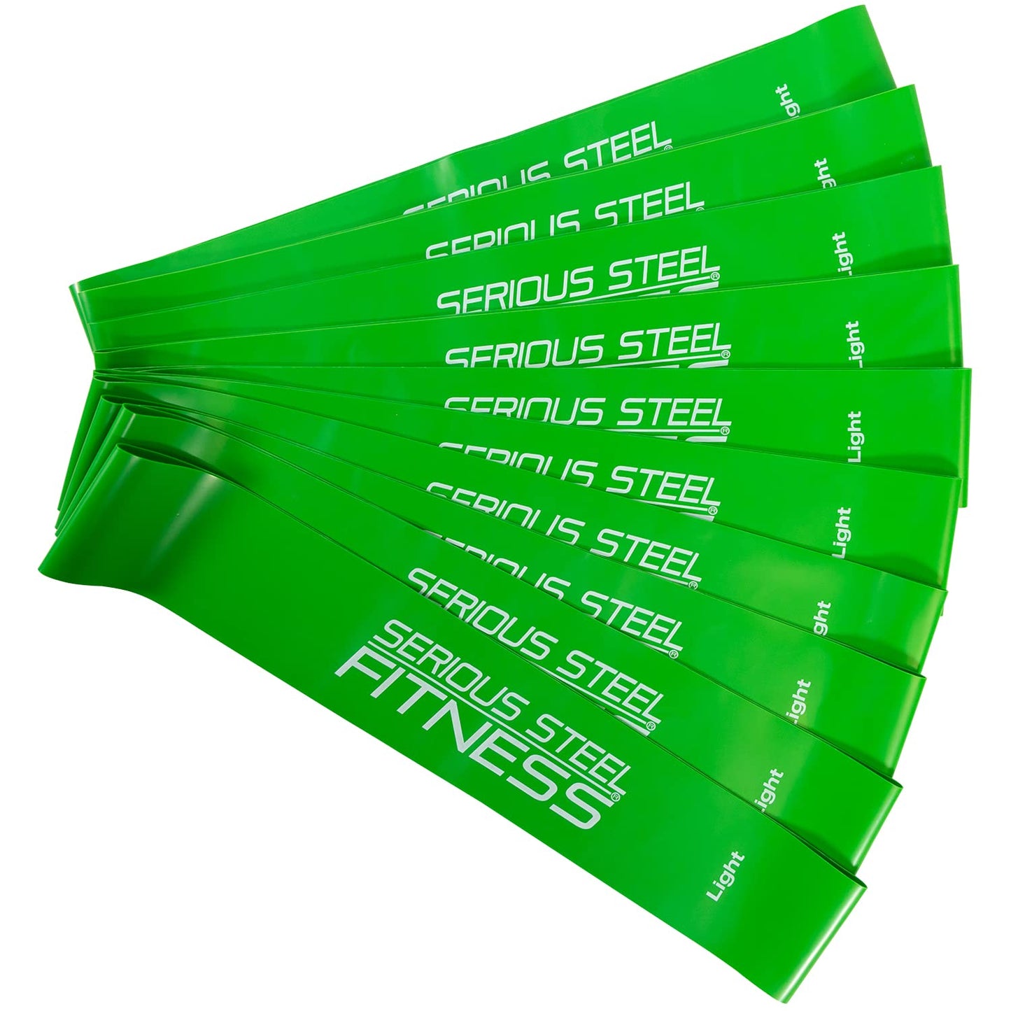 Serious Steel Fitness 12 Inch Resistance Loop Mini Band Exercise Workout Bands (Light - 10 Pack - Green)