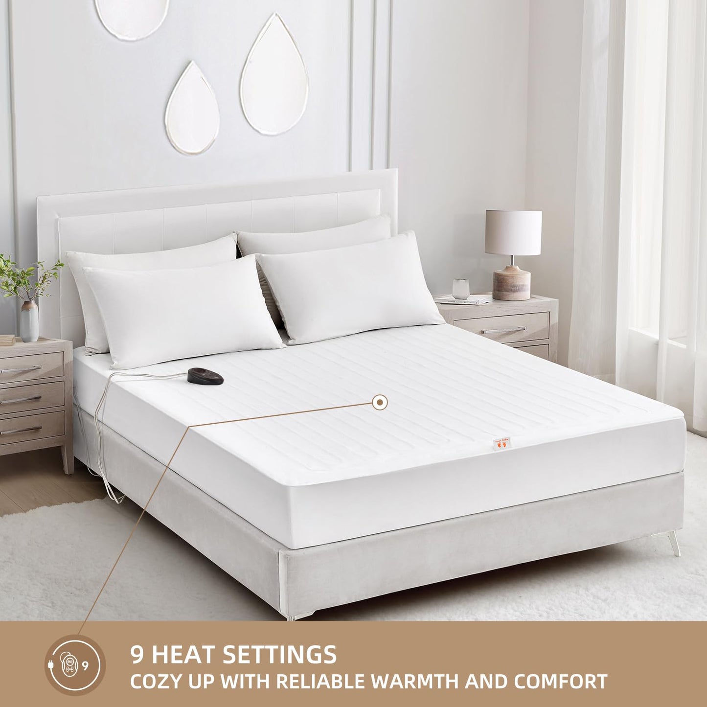 Bwarm Electric Heated Mattress Pad Twin XL Size, 39" x 80", Bed Warmer, 9 Heat Settings, 1-12 Hours Auto Off, Deep Pocket, Fast Heating, Machine Washable, Soft and Cozy