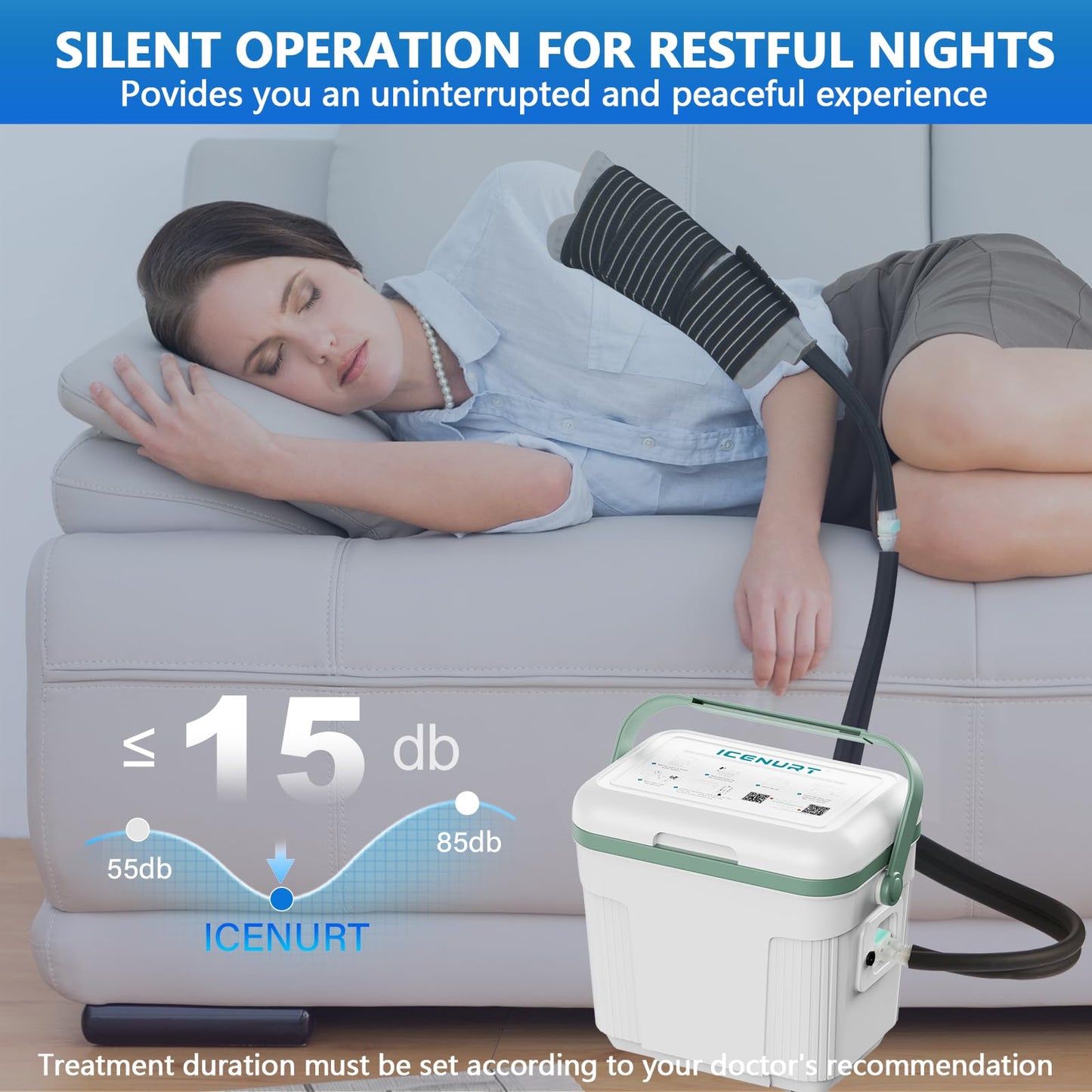 ICENURT Cold Therapy Machine w/Programmable Timer, Ice Machine for Knee After Surgery, Knee Replacement Recovery, Cryotherapy System Pain Relief, Universal Pad for Shoulder, Hip and Ankle