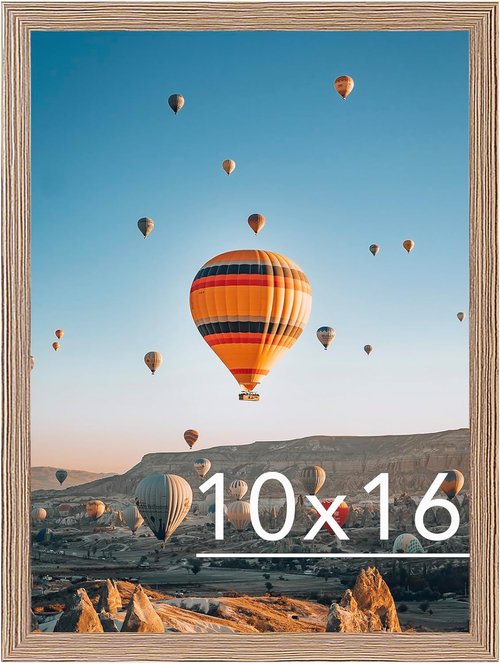 JCJMY 10x16 Rustic Brown Picture Frame - Durable Wall Mounting for Horizontal or Vertical Display