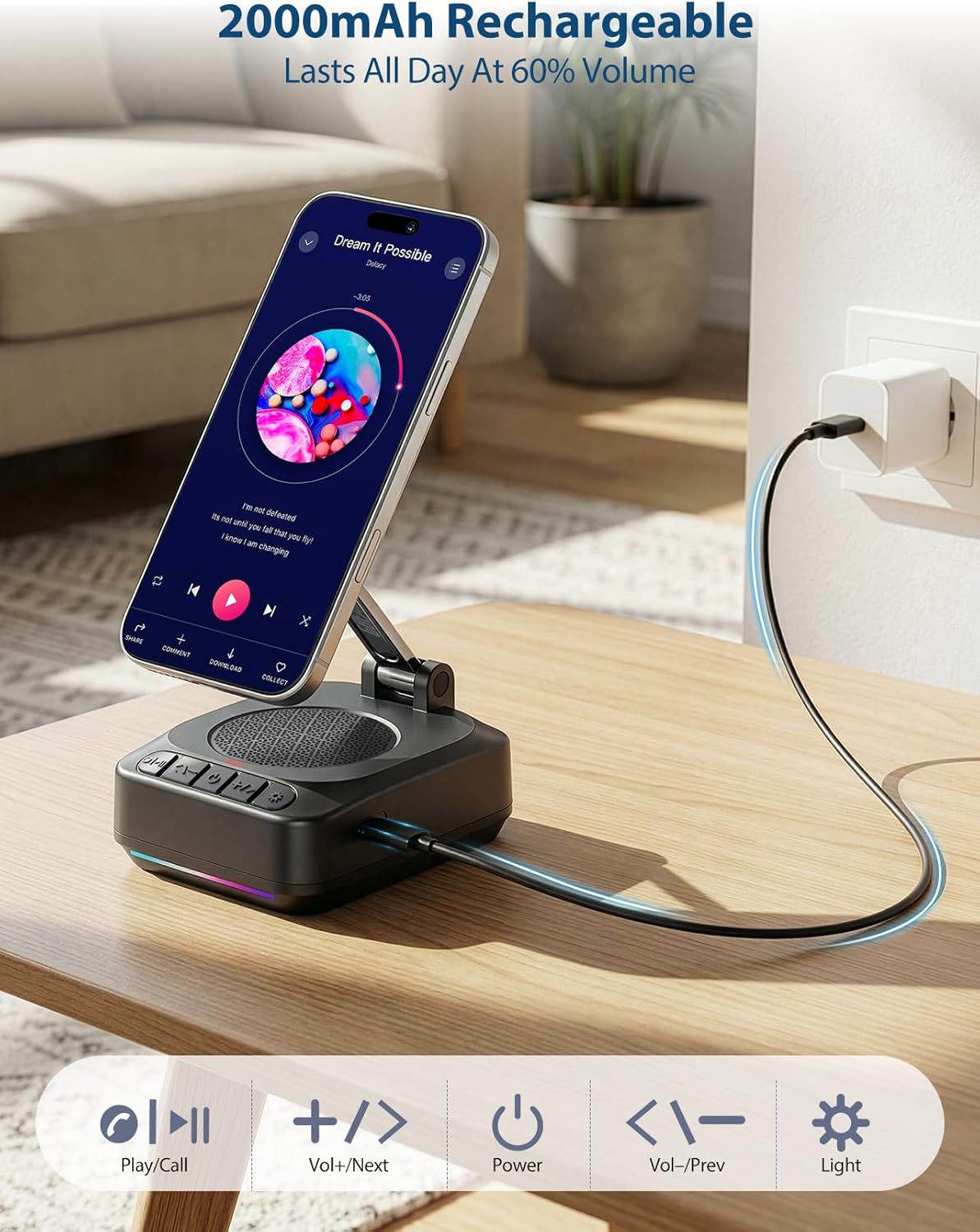 GBEAST for Magsafe Phone Stand with Bluetooth Speaker, Adjustable Cell Phone Holder for Desk,Stereo Sound Bluetooth