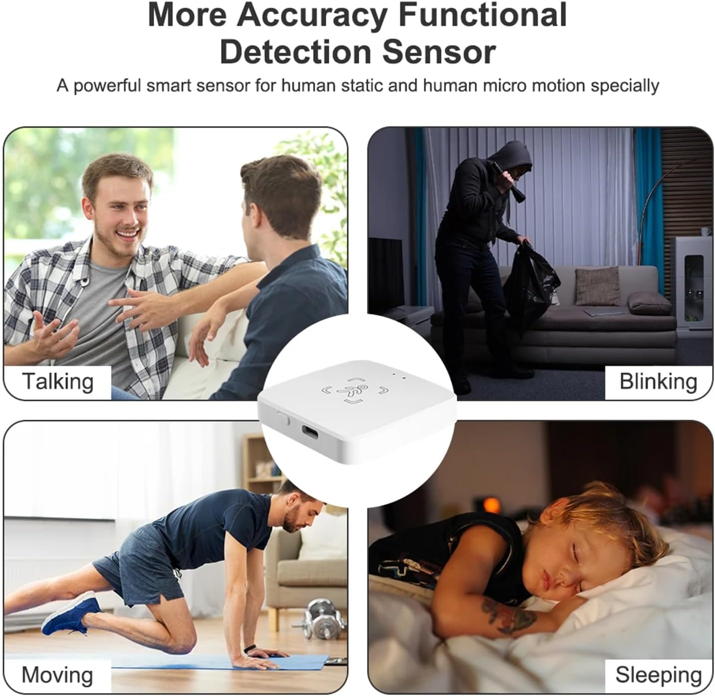 mmWave WiFi Human Presence Sensor: Smart Motion Sensor with App Notification Alerts, Radar Detector, Zone Positioning