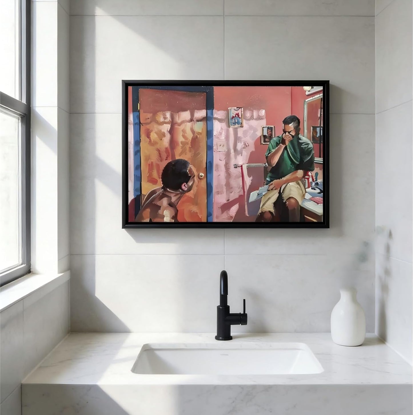 Skiennix Funny Bathroom Canvas Wall Art - Humorous Toilet Decor Print | Modern 8x10in Oil Painting