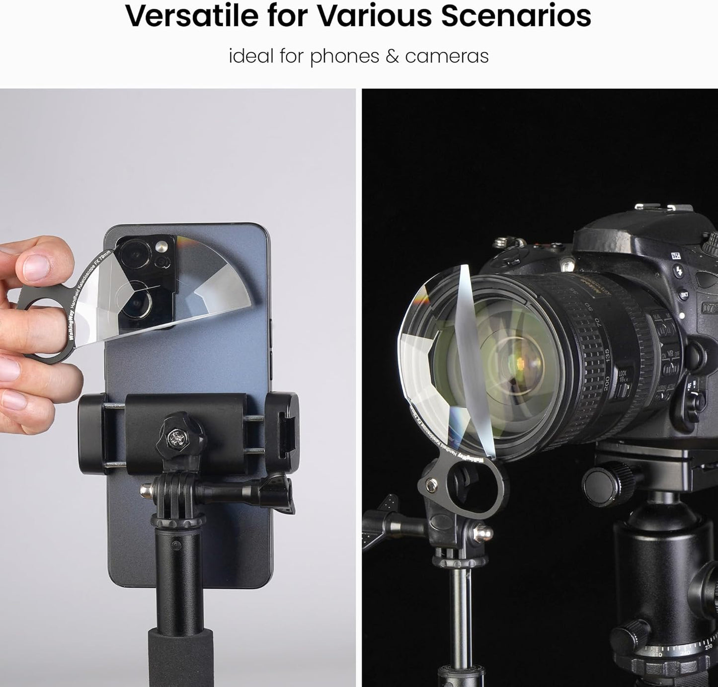 Walking Way 79mm Handheld Subtle Kaleidoscope Prism Filter, Special Effects Camera Lens Filter, Optical Glass Prism