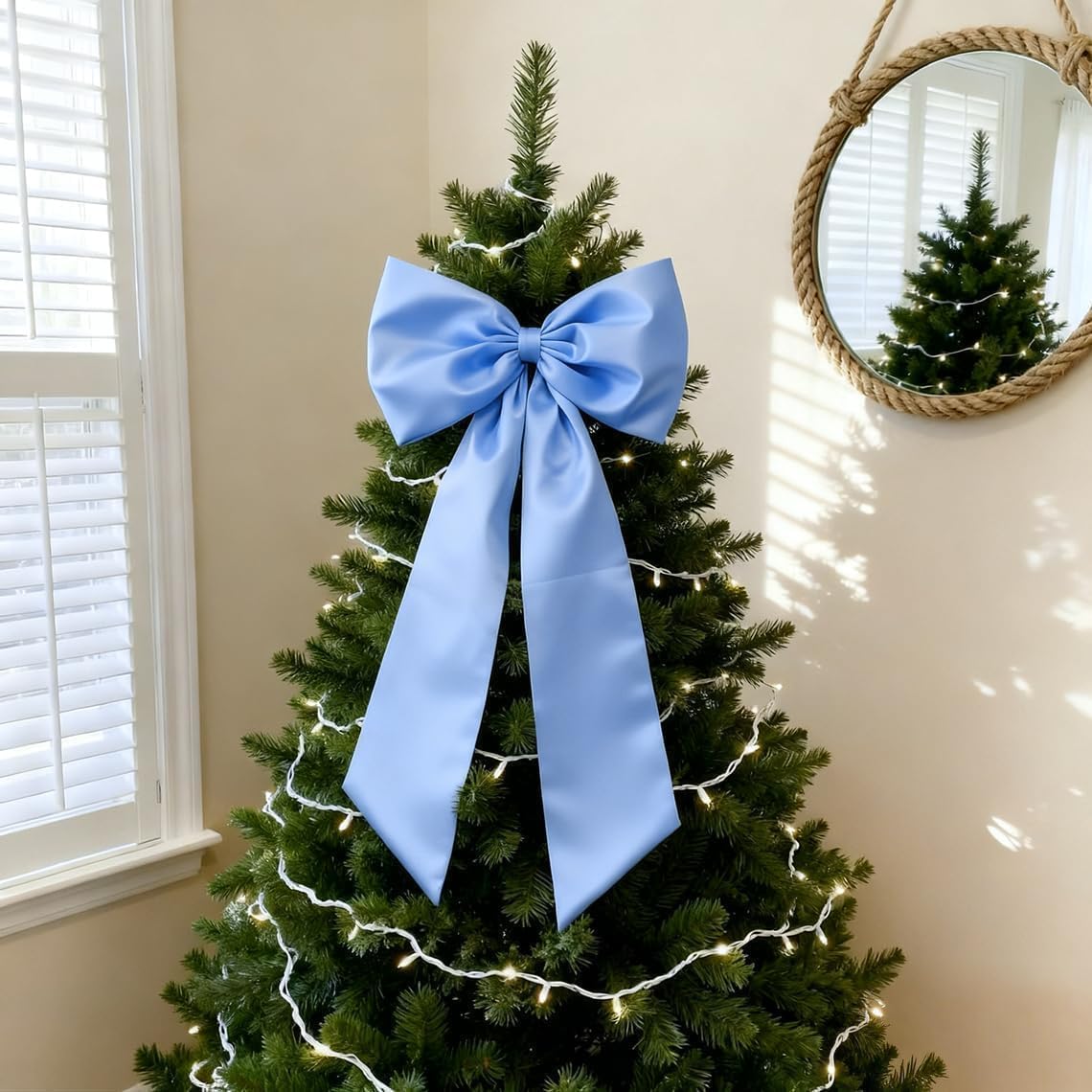 Skiennix Blue Bow Decor - 2 Pack Large & Small Coquette Wall Backdrop for Valentine's Day & Weddings