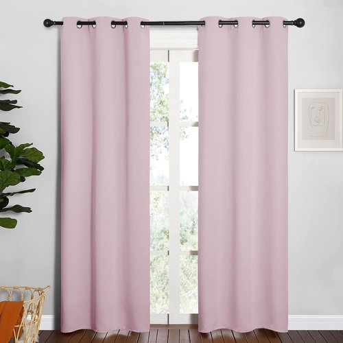 NICETOWN Blackout Curtains - Thermal Insulated Grommet Panels for Girls Room | Lavender Pink, 34 x 84 Inches