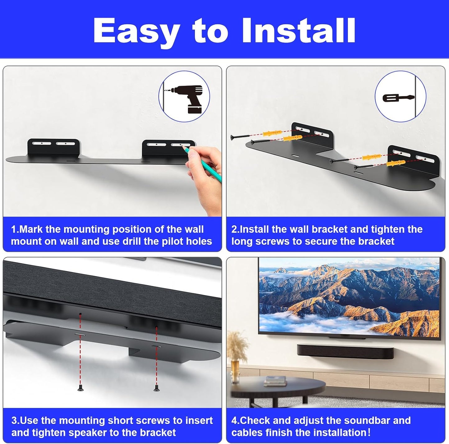 BYMECOST 1 2, Soundbar Mount for Sonos Beam, Heavy Duty Wall Mount Bracket Compatible with Gen & Gen Sonos Beam Sound