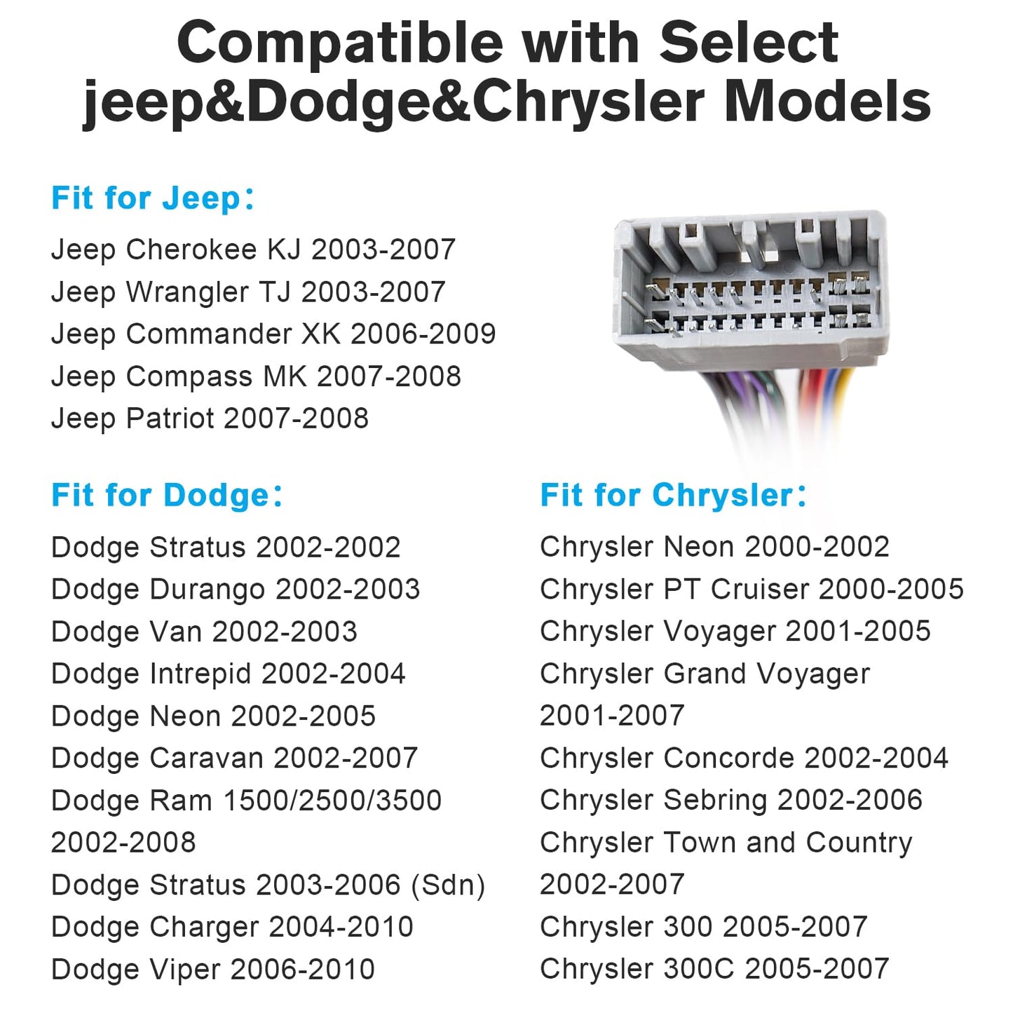 22PIN 1500 2500 3500 Stereo Wire Harness Radio Wiring Harness Adapter Compatible with Dodge RAM Charger Caravan Jeep