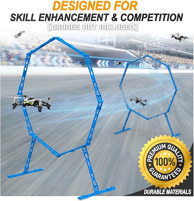 Drone Obstacle Course, Includes 2 Pack Easy to Build Obstacle Hoop, FPV Racing Drone Loop Gate, Suitable Competition RC FPV Racing of Drones or Model Aircraft Games for Age 6-12 Kids or Adults