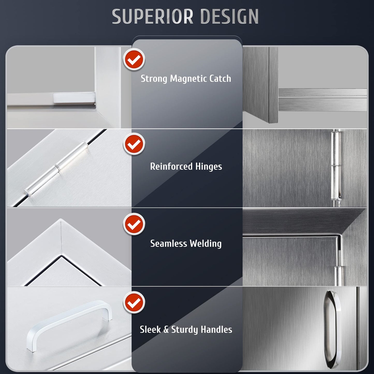 CO-Z Upgraded Outdoor Kitchen Doors, 14" W x 20" H 304 Stainless Steel Single Access BBQ Door for Outdoor Kitchen, Grilling Station, Outside Cabinet, Barbeque Grill, Built-in SS BBQ Island Door