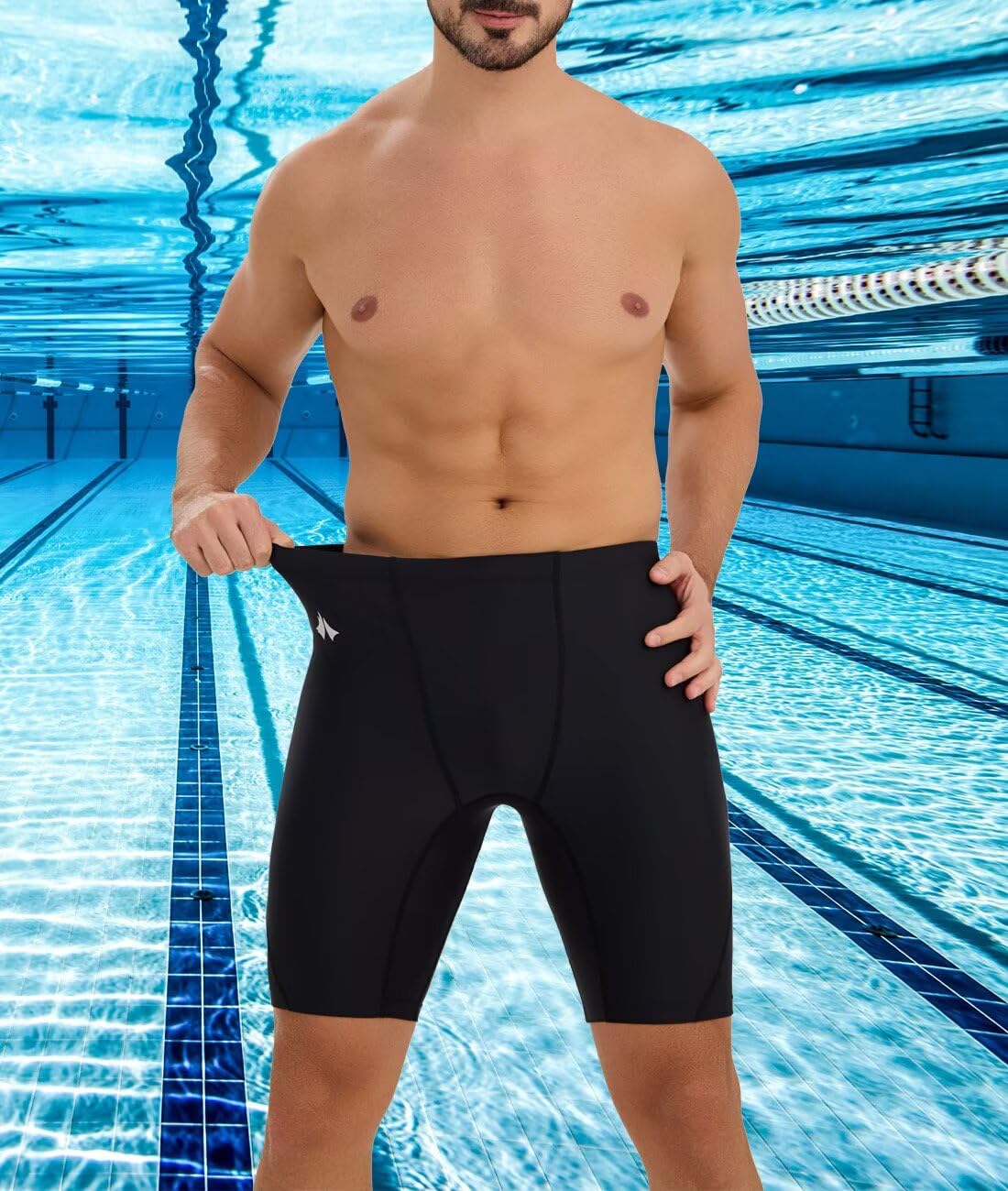 Eteoepo Swim Jammers for Men Athletic Training Endurance Swimsuit Durable Team Lap Swimming Racing Competition Swimwear(Black01,M)