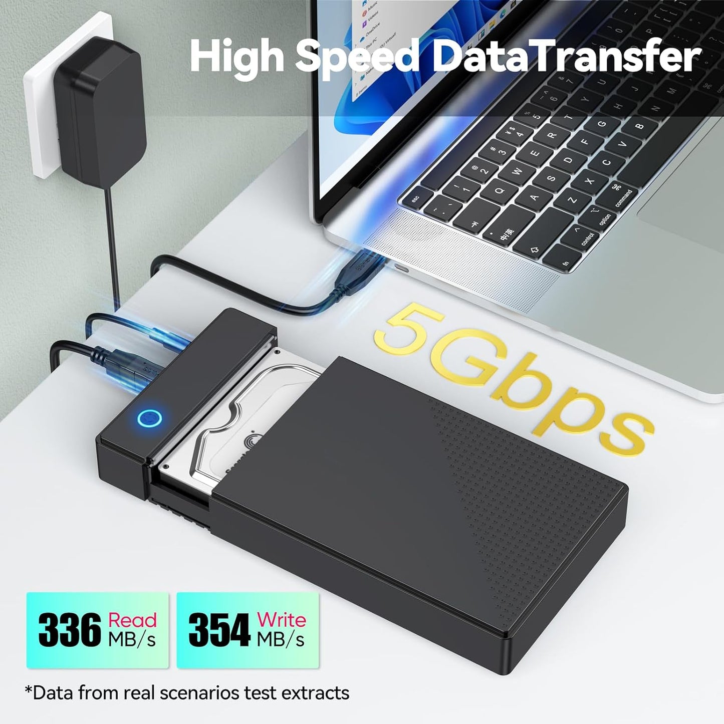 CLAVOOP 3.5 3.0 3.5/2.5 inch 20TB 12V 24W Hard Drive Enclosure, USB Internal/External Hard Drive Case Lay-Flat Dock