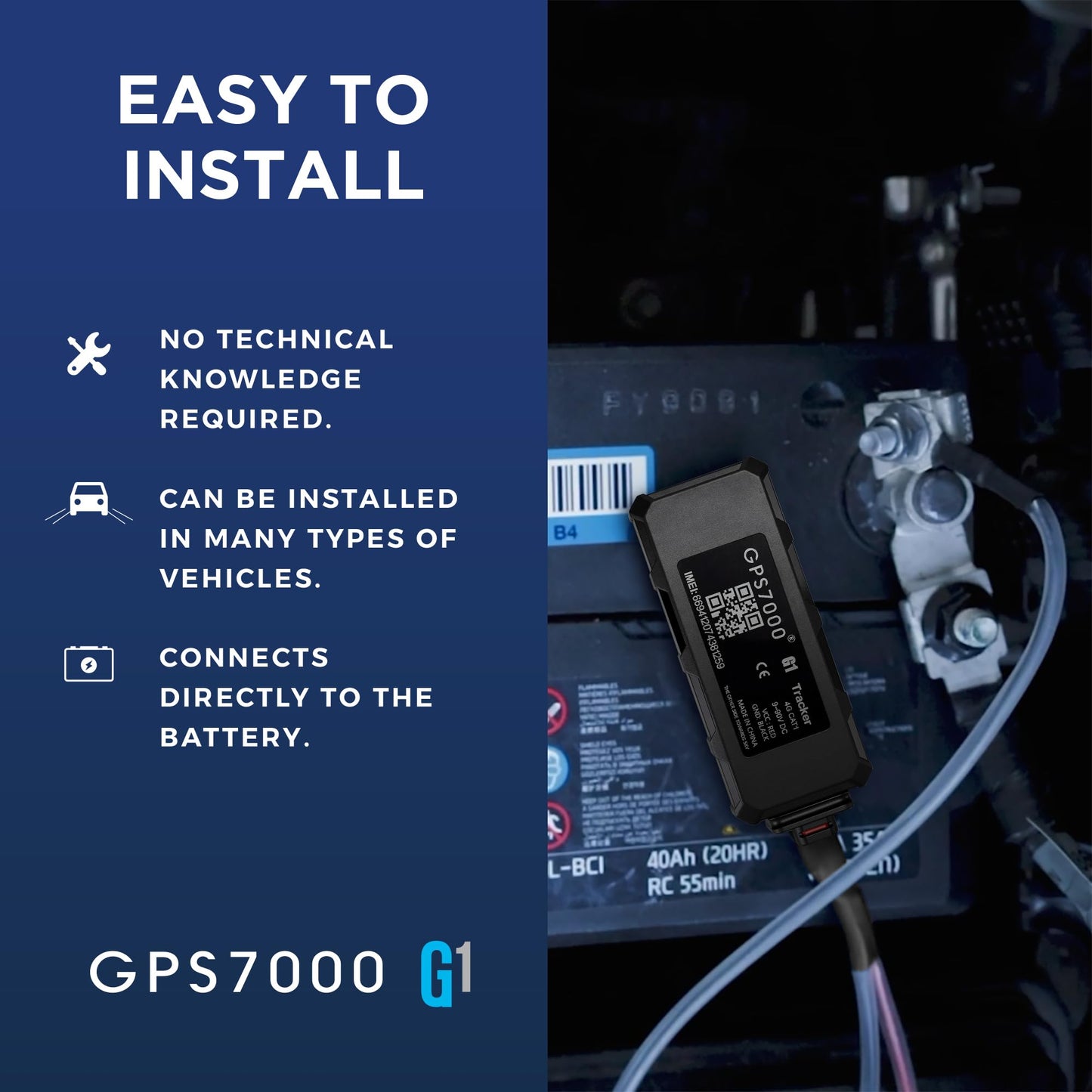 GPS7000 Hidden GPS Tracker for Vehicles, 24 Months Service Included, 4G Car GPS Tracker, Optional Subscription, Real-Time Mini Undetectable Vehicle GPS Tracker for Cars & Trucks