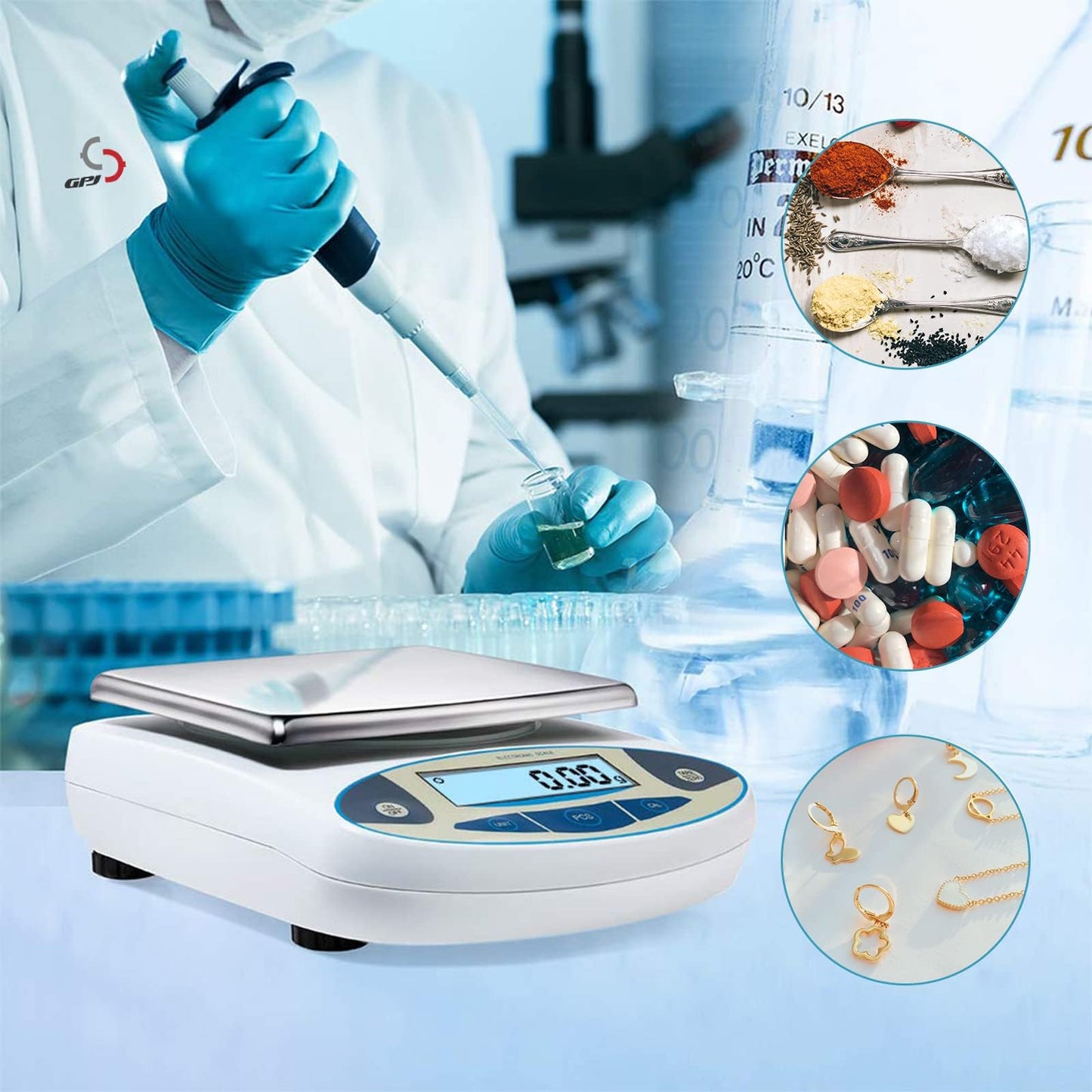 GPJYYDS High Precision Laboratory Balance, 6000g x 0.01g Accuracy Digital Analytical Scale Professional Electronic Lab Scale for Industrial, Scientific Research, Jewelry, Coins