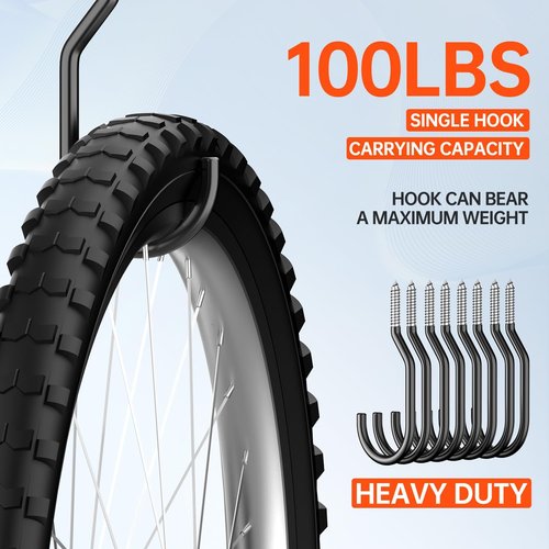 GURADESIGN Heavy Duty Bike Hooks - 8-Pack, 100 LBS Capacity, 6 Inch for Garage Wall & Ceiling