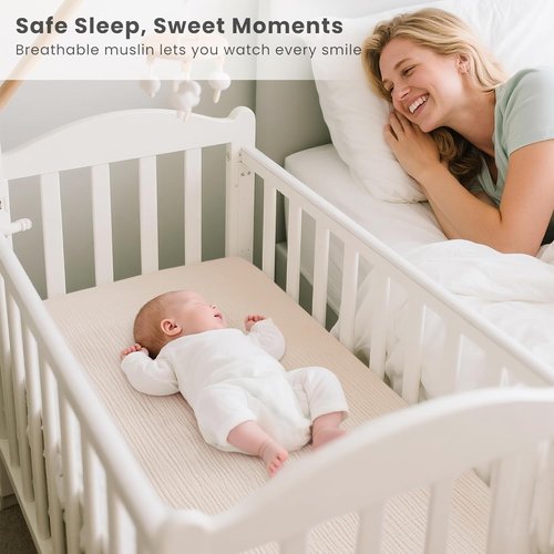 Konssy Muslin Fitted Bassinet Sheets - Soft 2-Pack for Baby Girl/Boy | Perfect Fit for Oval & Rectangle Mattresses