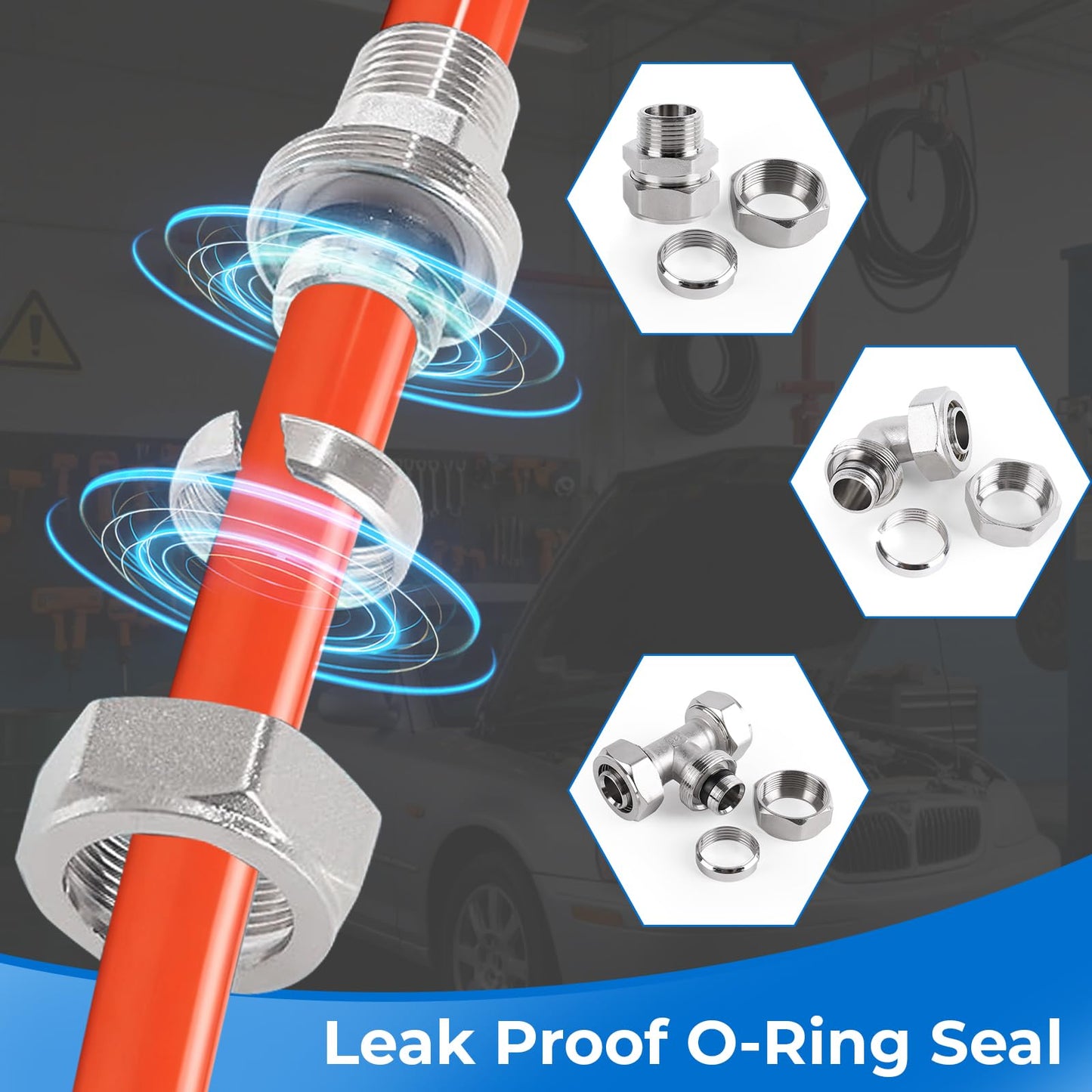 Shop Air Line Kit 3/4" × 100'&200'&300' HDPE-Aluminum-HDPE Air Tubing, Compressed Air Line Kit for Air Compressor Accessories, Leak Proof& Easy to Install Air Compressor Kit