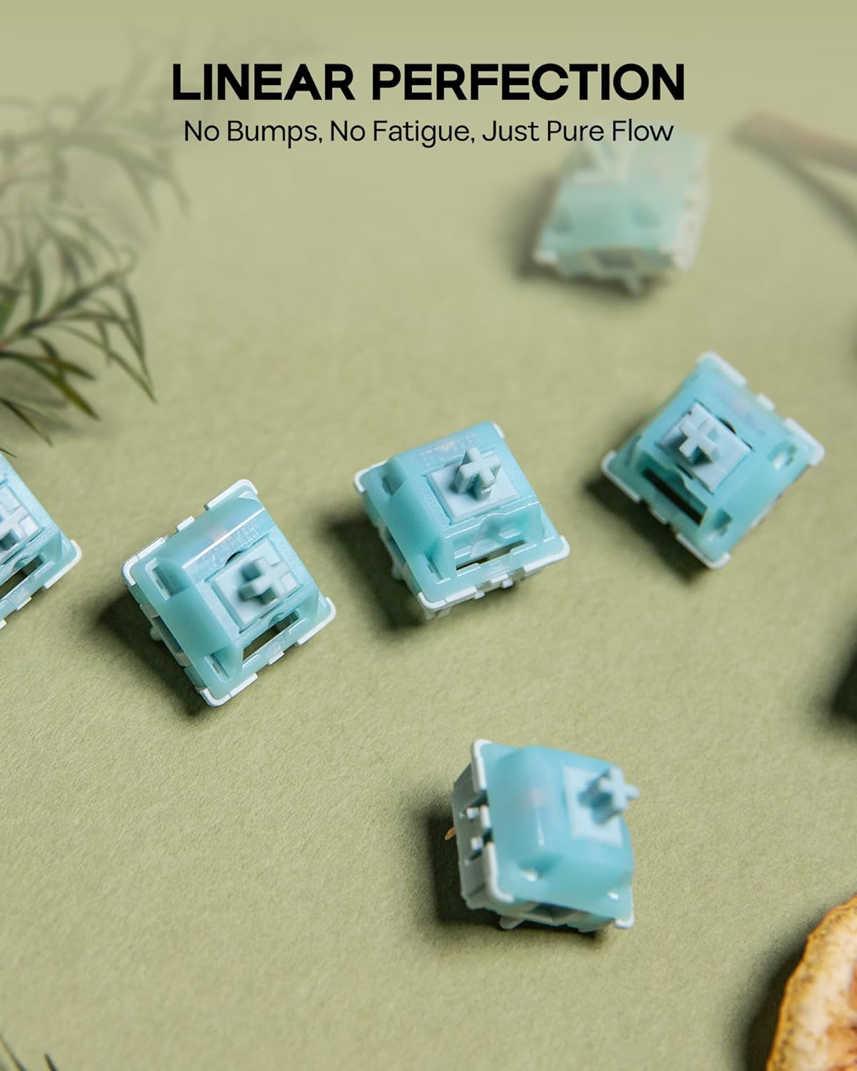 45gf 100 5-Pin PC/PA66 EPOMAKER Creamy Jade Gaming Keyboard Switches, PCS Linear Switch, Pre-Lubed Switch, with Case