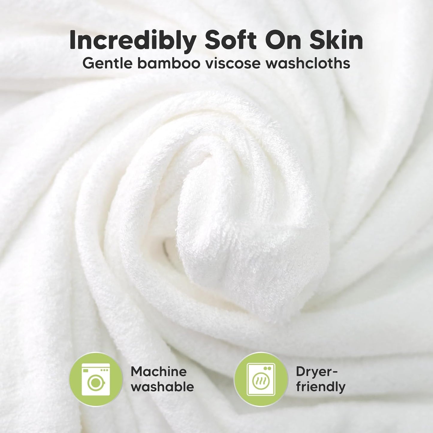 Skiennix 6-Pack Baby Washcloths - Soft, Absorbent Bamboo Towels for Newborns & Toddlers | 10x10, Gentle on Skin