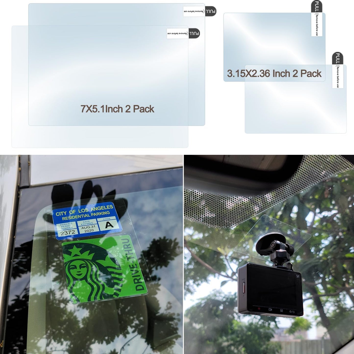 10Pcs Heavy Duty Dash Cam Sticky Pads and Windshield Electrostatic Film,Heat Resistant Double Sided Sticky Tape for GPS