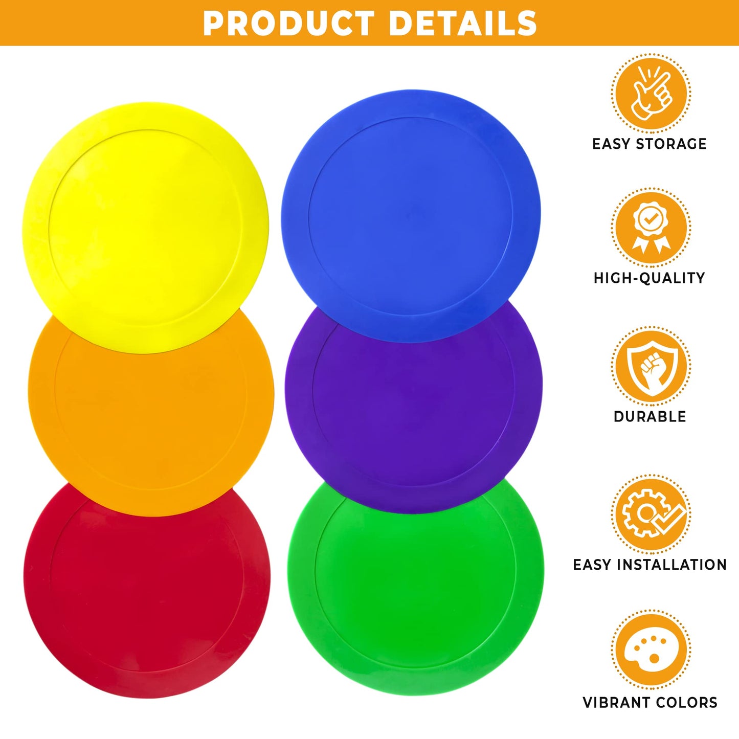 Ace Creations 9 Inch Poly Vinyl Spot Markers – Training Drills with School Gyms, Sports Teams, Track and Field, Basketball, Football, Soccer, Baseball, Gymnastics, Preschool, Kindergarten – Set of 12