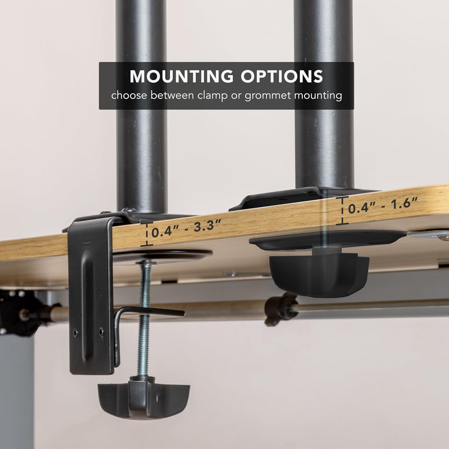32" 19.8 lbs 360 160 40 Grommet Mount-It! Single Monitor Desk Mount Computer Screen Stand with Full Motion