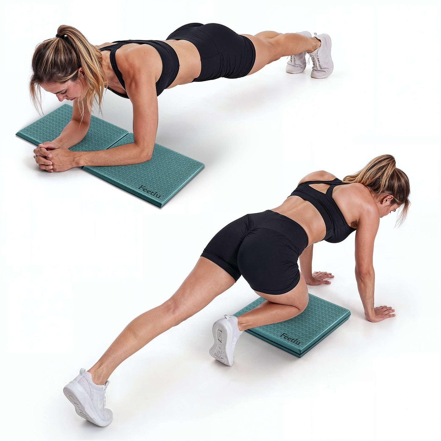 Feetlu Cushioned Yoga Knee Pad – 24” x 12” x 1/2” Extra-Thick Support for Workouts, Standing, and Kneeling Tasks (GRN)