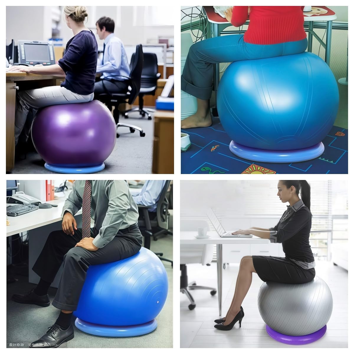 IRUZJZC Yoga Ball stabilizer Base with Anti Slip Ring - Used for Home Gyms and Offices, PVC Fitness Ball Holder with Anti Slip Stability and Enhanced Safety (Light Gray)
