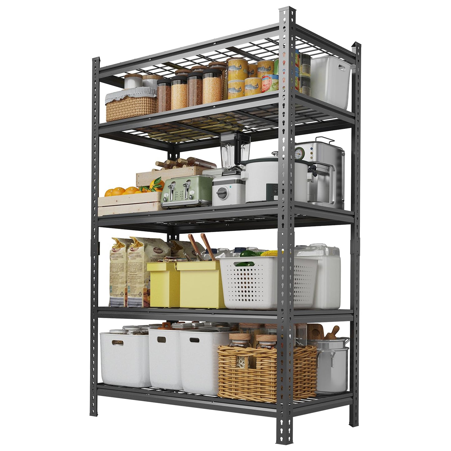 2 Pack Adjustable Garage Storage Rack, 2200 LBS Heavy Duty Garage Shelving, 5 Tier Metal Utility Shelf, Industrial Shelving for Garages, Kitchen, Pantry, Warehouse, Basement, 36" w × 16" d × 72" h