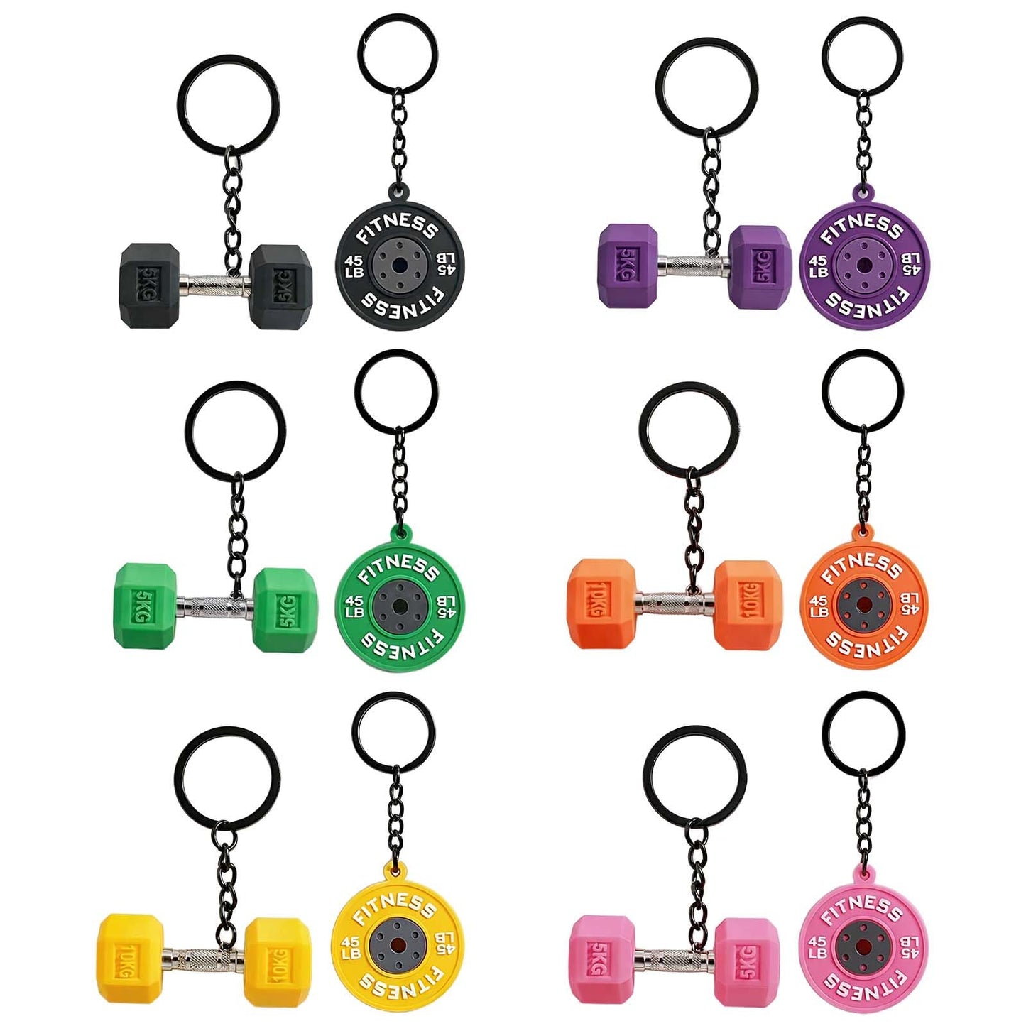 Bryxium Cute Mini Gym Keychain Set - 12 Pcs Dumbbell Weights Keychains, Funny Fitness Gifts for Women and Men, Tote Bag Backpack Purse Key Chains Charms, Workout Accessories Gift for Gym Lovers