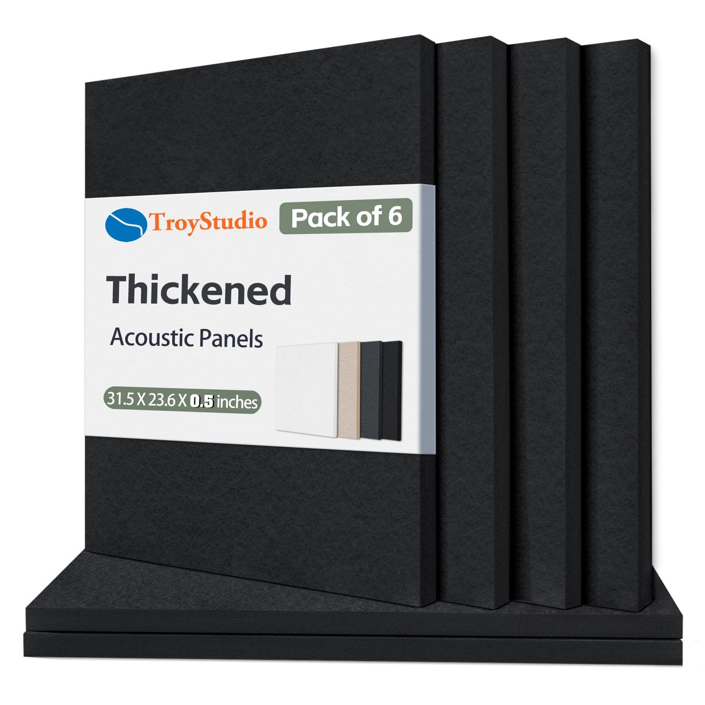TroyStudio Thickened Acoustic Panels, 31.5 x 23.6 x 0.5 Inches Pack of 6 Felt Wall Decor Tile Sound Absorbing Board, Noise Reverb Echo Dampening Soundproof Padding for Door Music Recording Home Studio