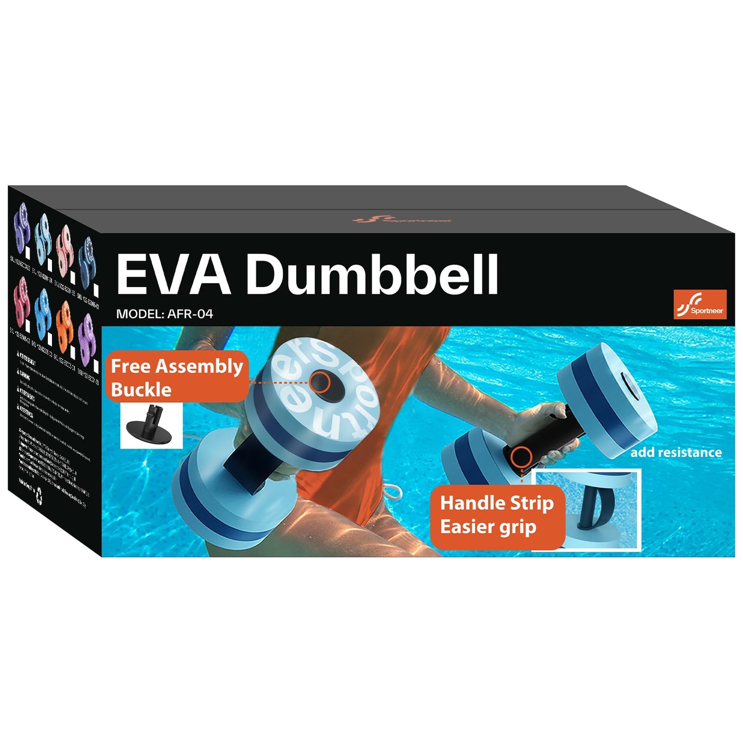 Sportneer Water Weights Aquatic Exercise Dumbbells Water Dumbbell Aerobics Workouts Set of 2 EVA Foam Pool Weights Dumbbells Set Aqua Fitness Barbells Equipment for Water Aerobics Weight Loss
