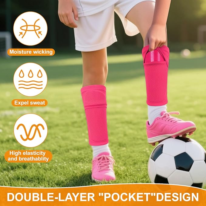 Shin Guards Soccer Kids 2025 Version High-Density Foam Soccer Shin Guard with Sleeves Shin Protective Pads for Kids Daily Practice School Competitions Outdoor Play